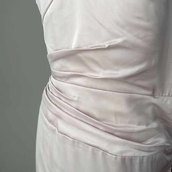 Chi Chi London Satin Evening Dress 'Varsha' in Pale Neutral Champagne - Picture 8 of 14